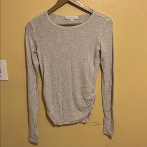 Gray Long Sleeve Ribbed Top